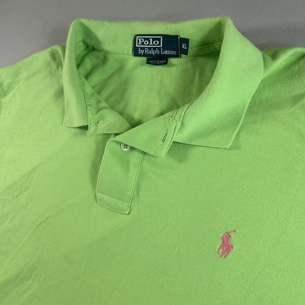Mens Polo Ralph Lauren‎ Polo Shirt XL Bright Green Easter Pony Classic Fit Top